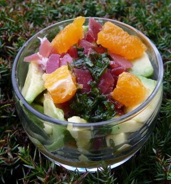 Verrine avocat, Clémentine de Corse et coppa de Soficook